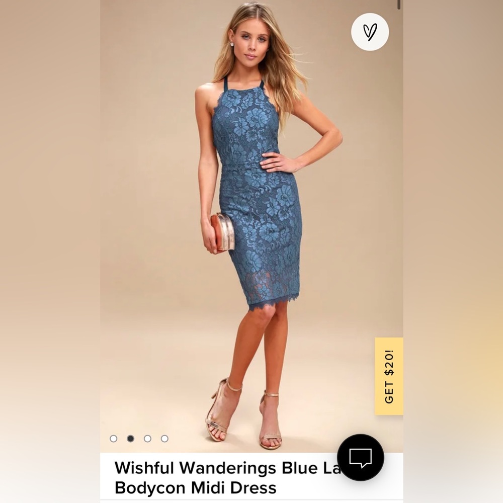 Small Blue lace bodycon midi dress